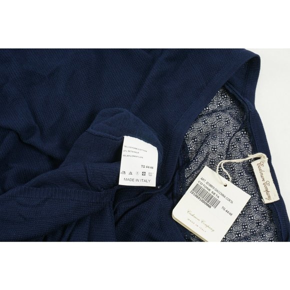 New Cashmere Company Women's 44/46 Blue Knit Cotton Silk V-Neck Cardigan Sweater - Picture 4 of 10